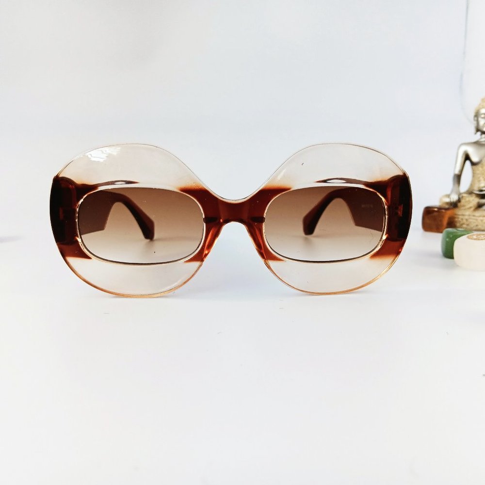 Round Oversize Two-Tone Irregular Fashion Women Sunglasses